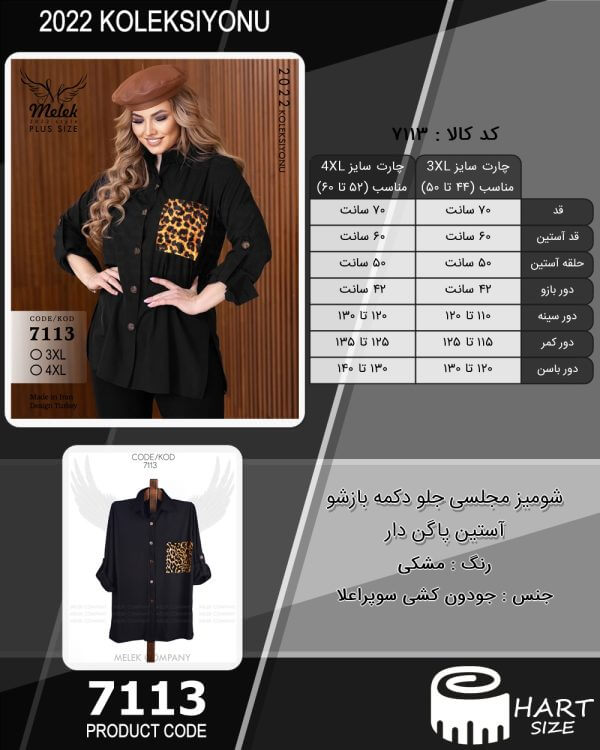 شومیز مجلسی جلو دکمه بازشو آستین پاگن دار - Image 2