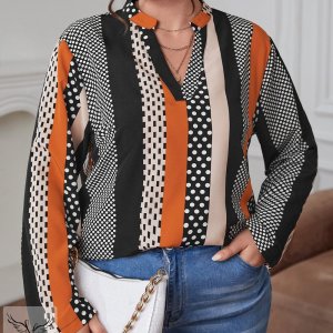 شومیز مجلسی یقه ایستاده آستین پاگن دار سایز بزرگ