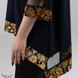 تونیک مجلسی یقه گرد آستین سه ربع دامن هلالی سایز بزرگ