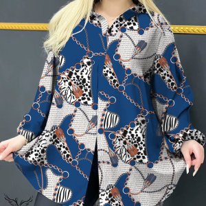 شومیز مجلسی یقه کلاسیک آستین بلند چاکدار سایز بزرگ
