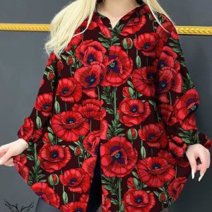 شومیز مجلسی یقه کلاسیک آستین بلند چاکدار سایز بزرگ