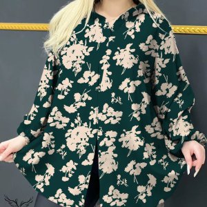 شومیز مجلسی یقه کلاسیک آستین بلند چاکدار سایز بزرگ