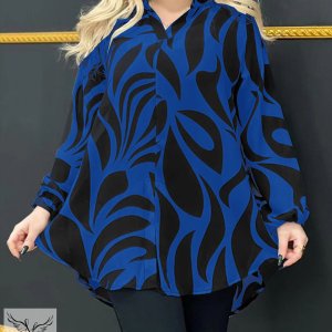 شومیز مجلسی یقه کلاسیک آستین بلند چاکدار سایز بزرگ