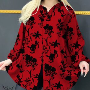 شومیز مجلسی یقه کلاسیک آستین بلند چاکدار سایز بزرگ