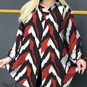 شومیز مجلسی یقه کلاسیک آستین بلند سایز بزرگ
