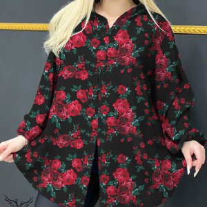 شومیز مجلسی یقه کلاسیک آستین بلند سایز بزرگ