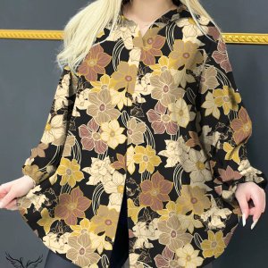 شومیز مجلسی یقه کلاسیک آستین بلند سایز بزرگ