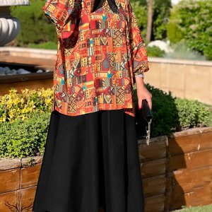 ست دوتکه مانتو و دامن مجلسی سایز بزرگ