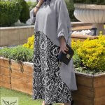 ست دوتکه سارافون و مانتو پانچ دنباله دار سایز بزرگ