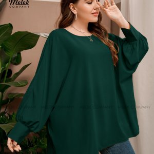 تونیک مجلسی یقه گرد آستین کیمونو فانوسی سایز بزرگ