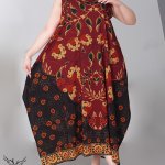 پیراهن ساحلی یقه گرد آستین رکابی دامن چاکدار سایز بزرگ