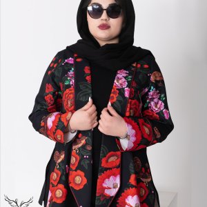 کت جذاب مجلسی یقه آرشال آستین بلند قیطان دوزی سایز بزرگ
