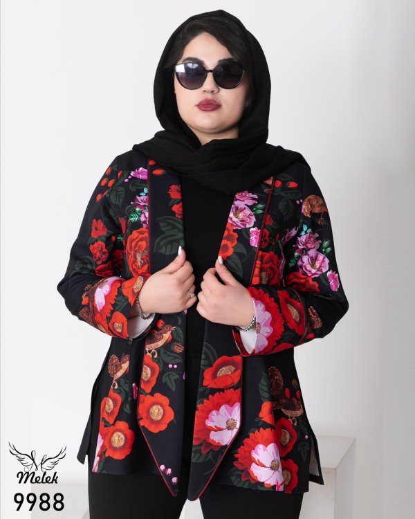 کت جذاب مجلسی یقه آرشال آستین بلند قیطان دوزی سایز بزرگ