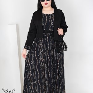 ست دوتکه سارافون و کت کراپ مجلسی با کمربند سایز بزرگ