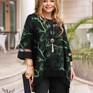 تونیک اسپورت مجلسی کاربردی یقه گرد آستین سه ربع دامن هلالی سایز بزرگ