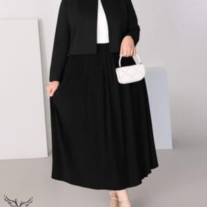 ست کراپ کت و دامن شیک و مجلسی سایز بزرگ