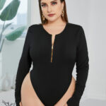 بادی اسپورت مجلسی یقه زیپ آستین انگشتی سایز بزرگ