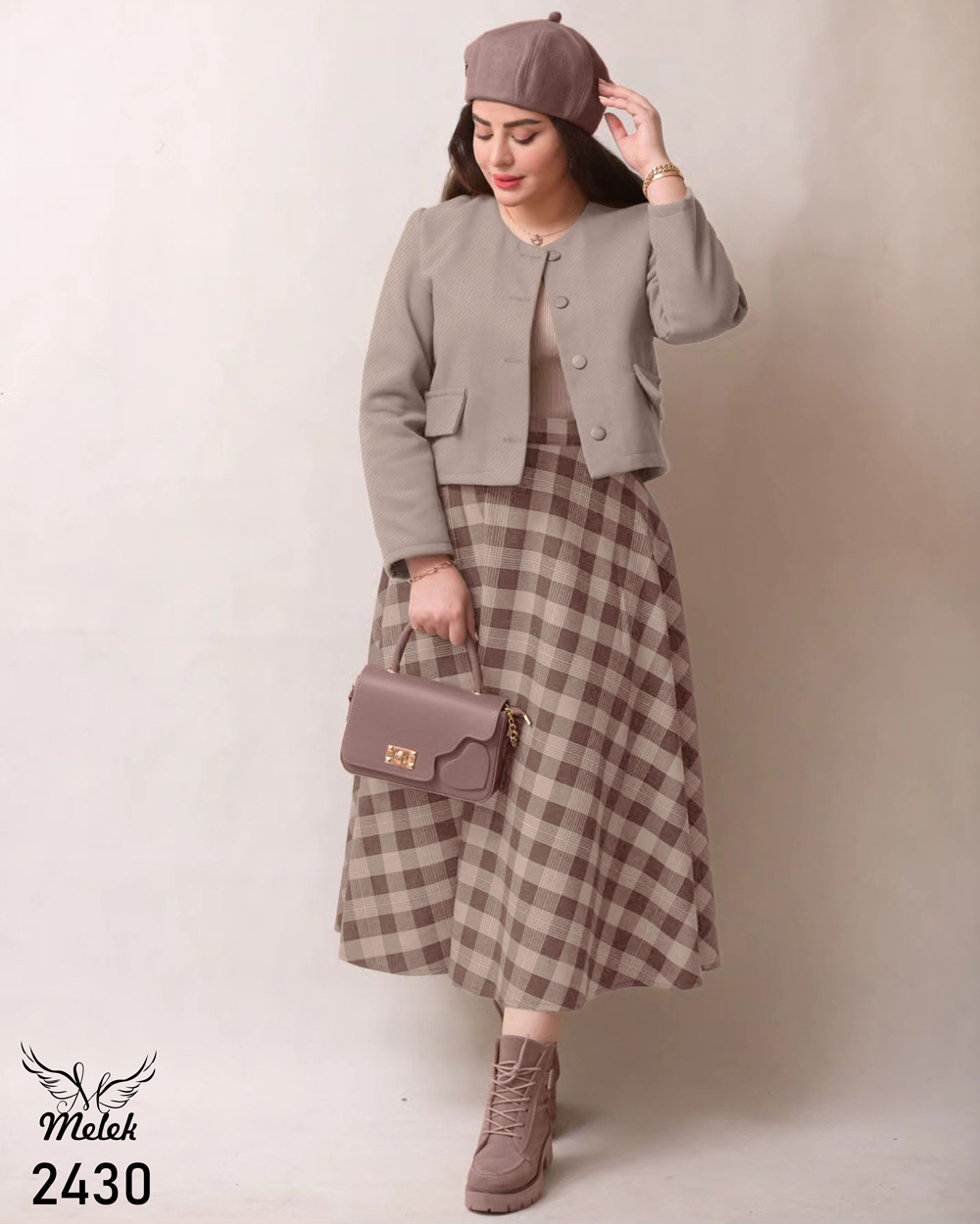 ست کراپ کت و دامن اسپورت مجلسی سایز بزرگ - غیر ژورنالی