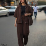 ست سوشرت جلو زیپ و شلوار بگ اسپورت مجلسی سایز بزرگ