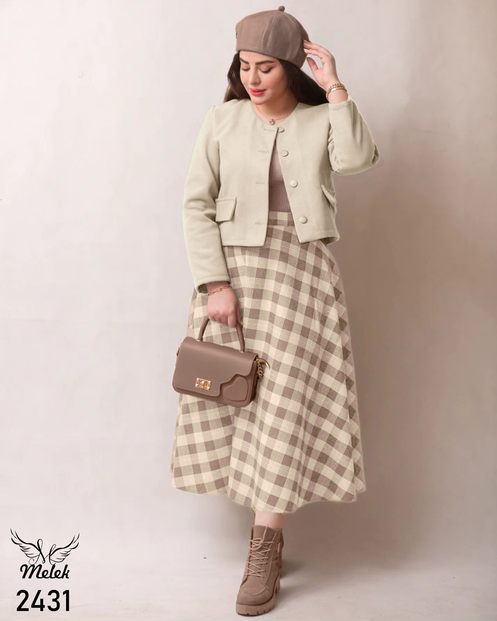 ست کراپ کت و دامن اسپورت مجلسی سایز بزرگ - غیر ژورنالی