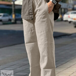 شلوار نیم بگ کمر کشی دوجیب سایز بزرگ