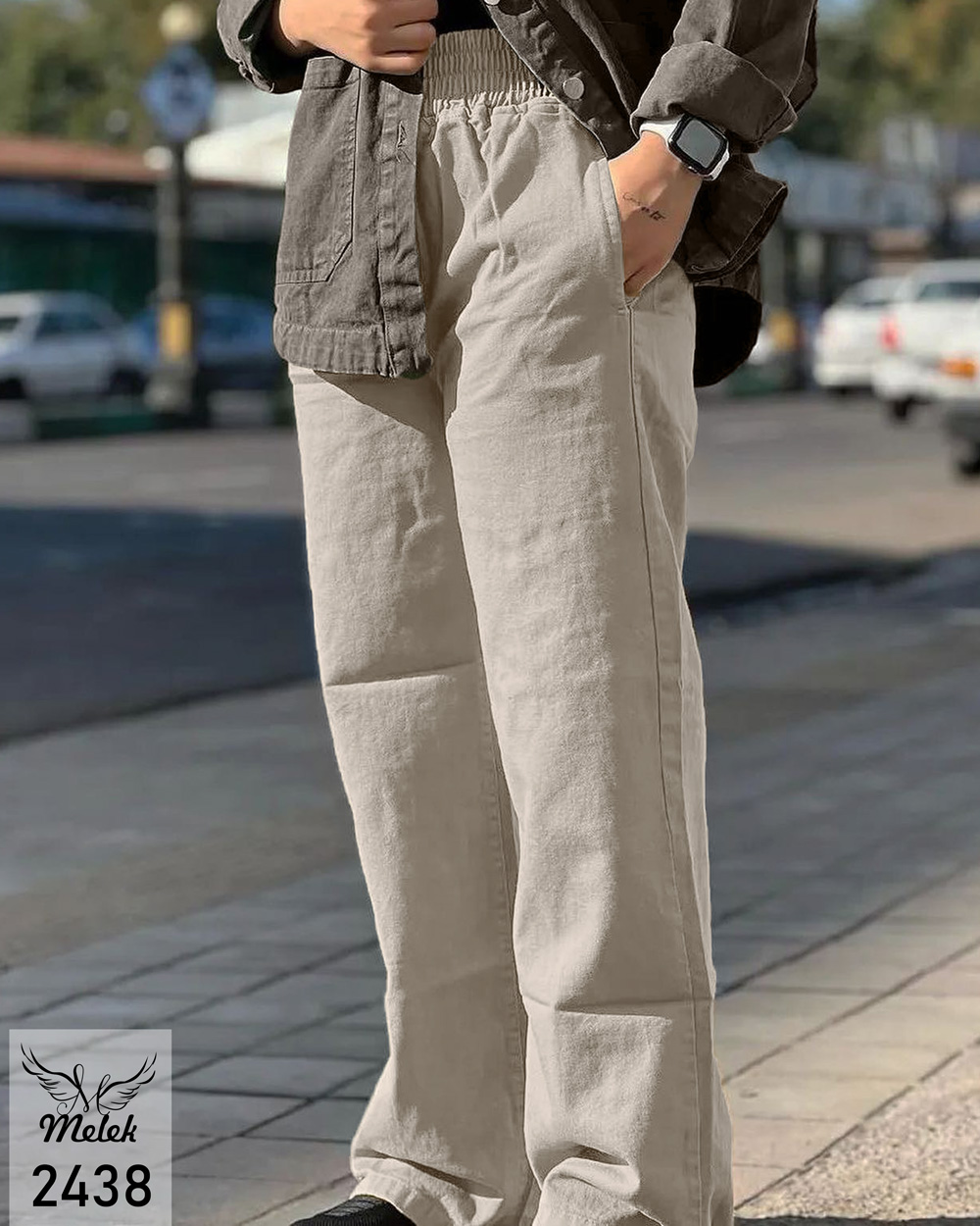 شلوار نیم بگ کمر کشی دوجیب سایز بزرگ