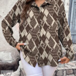 شومیز اسپورت مجلسی دکمه مخفی آستین بلند سایز بزرگ