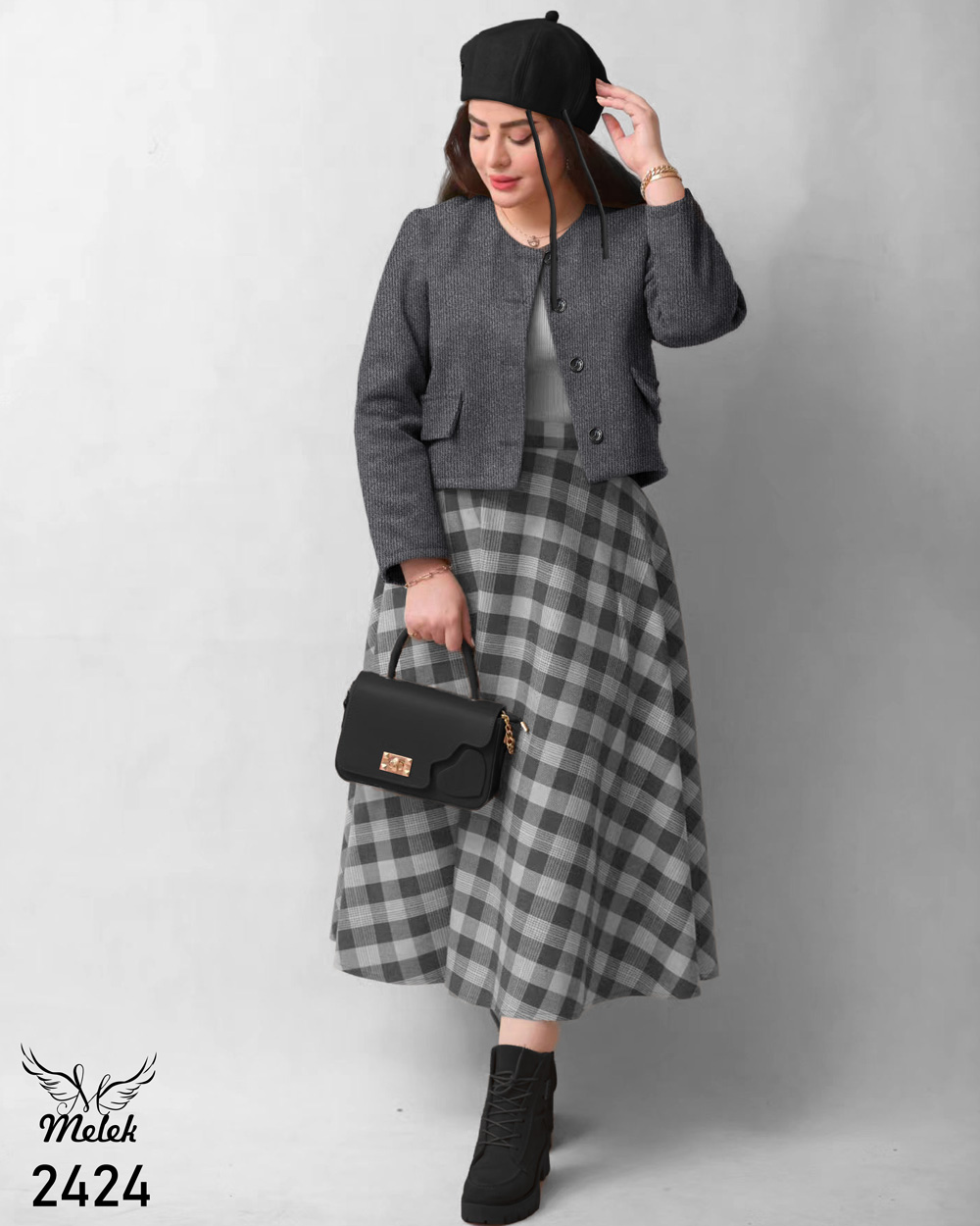 ست کراپ کت و دامن اسپورت مجلسی سایز بزرگ