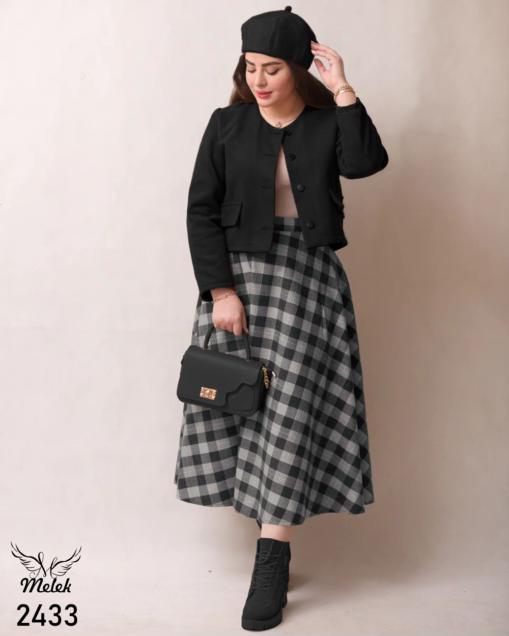 ست کراپ کت و دامن اسپورت مجلسی سایز بزرگ - غیر ژورنالی