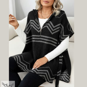 سوشرت اسپورت مجلسی یقه زیپ کلاهدار بدون آستین با کمربند سایز بزرگ