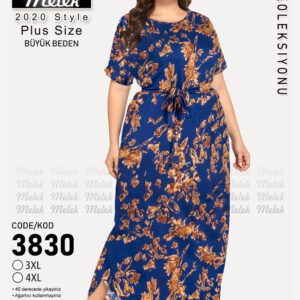 پیراهن ساحلی آستین کوتاه با کمربند سایز بزرگ