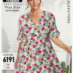 پیراهن فانتزی یقه ضربدری آستین کوتاه سایز بزرگ