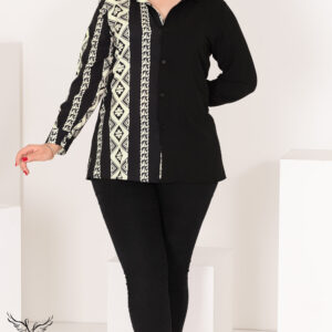 شومیز اسپورت مجلسی جلو دکمه بازشو آستین بلند سایز بزرگ