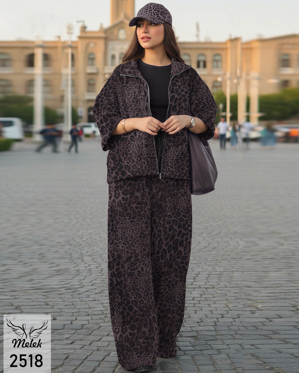 ست سوشرت جلو زیپ و شلوار بگ اسپورت مجلسی سایز بزرگ - غیر ژورنالی