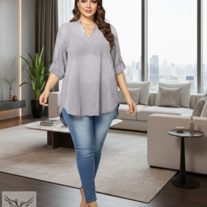 تونیک مجلسی یقه ایستاده آستین سه ربع (بدن نما) سایز بزرگ