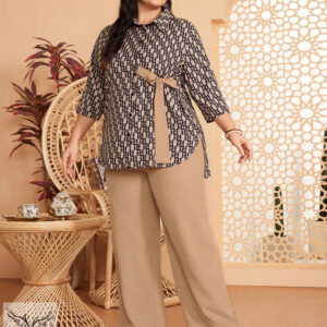 ست شومیز دکمه بازشو و شلوار اسپورت مجلسی سایز بزرگ