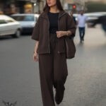 ست سوشرت جلو زیپ و شلوار بگ اسپورت مجلسی سایز بزرگ