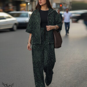 ست سوشرت جلو زیپ و شلوار بگ اسپورت مجلسی سایز بزرگ