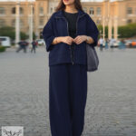 ست سوشرت جلو زیپ و شلوار بگ اسپورت مجلسی سایز بزرگ