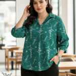 شومیز مجلسی یقه هفت آستین سه ربع سایز بزرگ