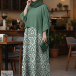 ست دوتکه سارافون و مانتو پانچ دنباله دار مجلسی سایز بزرگ