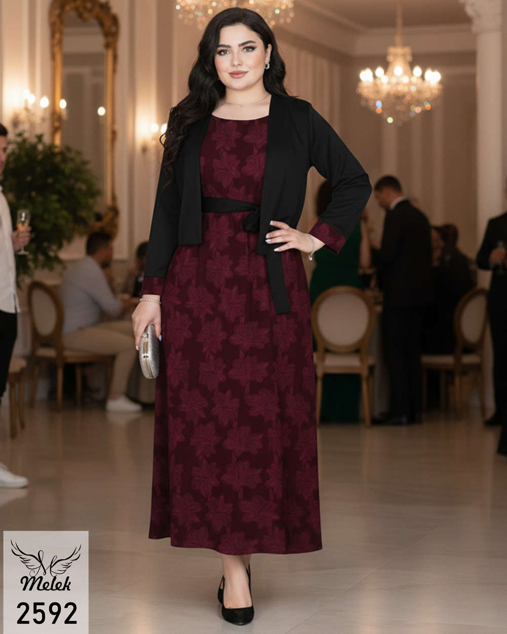 ست دوتکه سارافون و کت کراپ اسپورت مجلسی سایز بزرگ - غیر ژورنالی