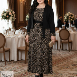 ست دوتکه سارافون و کت کراپ اسپورت مجلسی سایز بزرگ