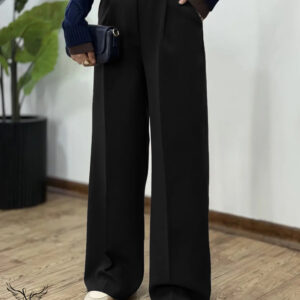 شلوار نیم بگ کمر کشی پیله دار دوجیب سایز بزرگ