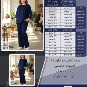 ست تیشرت و شلوار بگ اسپورت مجلسی سایز بزرگ