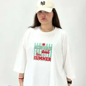تیشرت باکسی سایز بزرگ schools out for summer - سفید