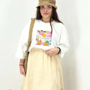 تیشرت باکسی سایز بزرگ Summer - سفید