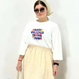 تیشرت باکسی سایز بزرگ best enjoyed - سفید