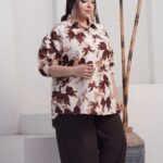شومیز پاپیون درشت ۷۱۱۱ - کرم قهوه ای