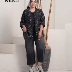 شومیز شیشه ای گل ریز ۹۰۰۷ B - مشکی